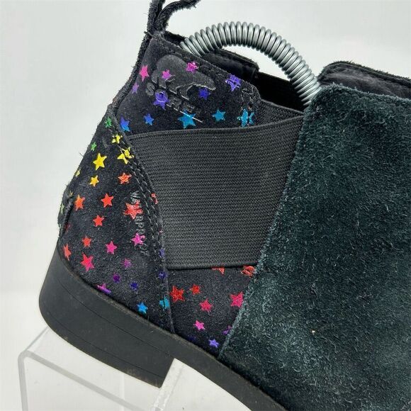 Sorel Emelie Black Leather Chelsea Boots Girls Size 5 Multicolor Rainbow Stars - Picture 2 of 14
